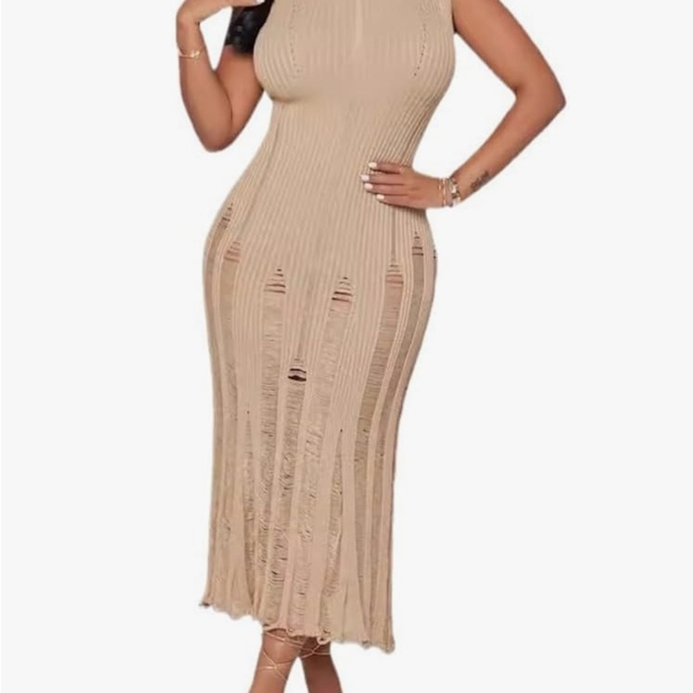 Crochet Knitted Beach Skirt Sleeveless Knitted Dress